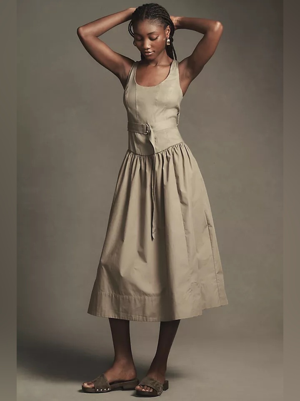 Anthropologie Sleeveless Drop-Waist Midi Dress‎ Size Large